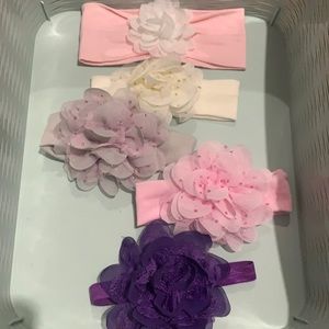 5 never worn newborn/infant headbands